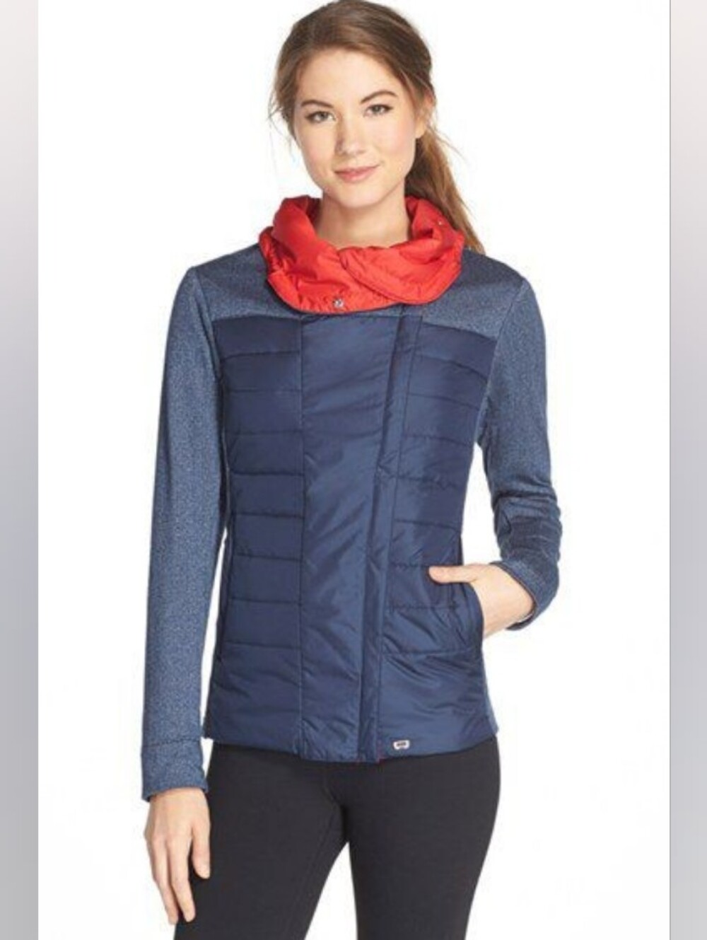 Helly Hansen Lightweight Insulated Jacket with Red Funnel Collar, Size XL